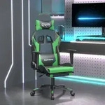 vidaXL Gaming-Stuhl mit Massage & Fu&szlig;st&uuml;tze Schwarz & Gr&uuml;n Kunstleder