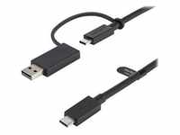 StarTech.com 1m USB-C Kabel mit USB-A Adapter Dongle - Hybrid 2-in-1 USB-C Kabel mit