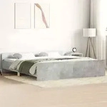 vidaXL Bettgestell mit Kopf- und Fu&szlig;teil Betongrau 180x200 cm