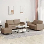 vidaXL 3-tlg. Sofagarnitur mit Kissen Cappuccino-Braun Kunstleder