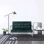 vidaXL 2-Sitzer-Sofa mit Armlehnen Dunkelgr&uuml;n Chrom und Samt