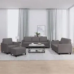 vidaXL 4-tlg. Sofagarnitur mit Kissen Grau Kunstleder