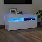 vidaXL TV-Schrank mit LED-Leuchten Hochglanz-Wei&szlig; 90x35x40 cm