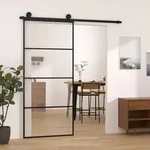 vidaXL Schiebet&uuml;r mit Beschlag 90x205 cm ESG-Glas & Aluminium