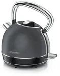 Arendo Wasserkocher 1,7l 2200W, Temperatureinstellung, Edelstahl Retro Vintage,