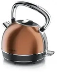 Arendo Wasserkocher 1,7l 2200W, Temperatureinstellung, Edelstahl Retro Vintage,