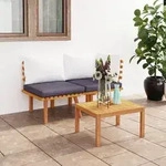 vidaXL 2-tlg. Garten-Lounge-Set mit Kissen Massivholz Akazie