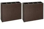 vidaXL Garten-Hochbeet mit 4 T&ouml;pfen 2 Stk. Poly Rattan Braun