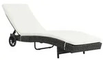 vidaXL Sonnenliege mit Rollen und Auflage Poly Rattan Schwarz