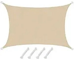UV Sonnensegel 3x5 HDPE Rechteckig Sonnenschutz &Uuml;berdachung Garten Balkon Beige