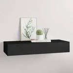 vidaXL Wandregal mit Schublade Schwarz 60x23,5x10 cm MDF
