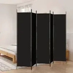 vidaXL 5-tlg. Paravent Schwarz 250x200 cm Stoff