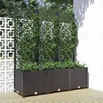 vidaXL Pflanzk&uuml;bel mit Spalier Schwarz 120x40x136 cm PP