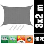 UV Sonnensegel 3x2 HDPE Rechteckig Sonnenschutz &Uuml;berdachung Garten Balkon Grau
