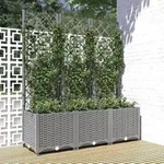 vidaXL Pflanzk&uuml;bel mit Rankgitter Hellgrau 120x40x136 cm PP