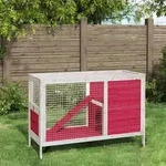 vidaXL Kaninchenstall Rot 103x44x69,5 cm Massivholz Kiefer