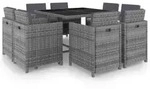 vidaXL 9-tlg. Garten-Essgruppe mit Auflagen Poly Rattan Anthrazit