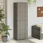 vidaXL Gartenschrank Grau 59x40x180 cm Poly Rattan