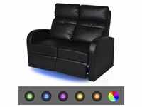 vidaXL Relaxsessel 2-Sitzer mit LED Kunstleder Schwarz