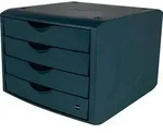 Schubladenbox m.Auszugssperre 4 Schubl.blau H215xB265xT332mm HELIT