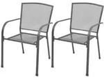 vidaXL Stapelbare Gartenst&uuml;hle 2 Stk. Stahl Grau