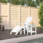 vidaXL Adirondack-Gartenstuhl mit Hocker & Tisch HDPE Wei&szlig;