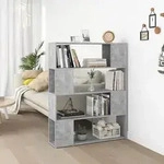 vidaXL B&uuml;cherregal Raumteiler Betongrau 100x24x124 cm