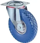 Lenkrolle D.260mm Trgf.160kg m.Platte Radk&ouml;rper STA PU blau BS ROLLEN