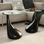 vidaXL Couchtische 2 Stk. mit Runder Glasplatte Hochglanz Schwarz