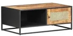 vidaXL Couchtisch 90x50x35 cm Raues Mangoholz und Wiener Geflecht