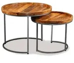 vidaXL Beistelltisch-Set 2 Stk. Mangoholz Massiv