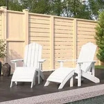 vidaXL Adirondack-Gartenst&uuml;hle 2 Stk. mit Hockern HDPE Wei&szlig;