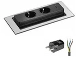 EVOLine BackFlip Cuisine 2x Steckdose mit USB-C Charger, Edelstahl geb&uuml;rstet