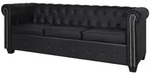 vidaXL Chesterfield-Sofa 3-Sitzer Kunstleder Schwarz