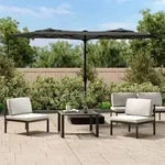 vidaXL Doppel-Sonnenschirm mit LED-Leuchten Anthrazit 316x145 cm