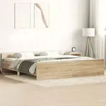vidaXL Bettgestell mit Kopf- und Fu&szlig;teil Sonoma-Eiche 200x200 cm