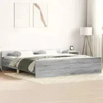 vidaXL Bettgestell mit Kopf- und Fu&szlig;teil Grau Sonoma 200x200 cm