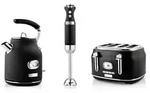 Westinghouse Retro Set, 4-Schlitz Toaster, Wasserkocher, Stabmixer, schwarz Westinghouse Retro Set, 4-Schlitz Toaster, Wasserkocher, Stabmixer, schwarz
