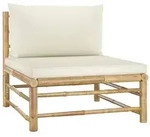 vidaXL Garten-Mittelsofa mit Kissen Cremewei&szlig; Bambus