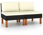 vidaXL Mittelsofas 2 Stk. Poly Rattan und Eukalyptus Massivholz