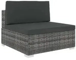 vidaXL Modular-Sofa-Mittelteil 1 Stk. + Auflagen Poly Rattan Grau