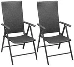 vidaXL Stapelbare Gartenst&uuml;hle 2 Stk. Poly Rattan Schwarz
