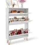 VEVOR Schuhschrank Schmal, Schuhregal Wei_, 800 x 239 x 1200 mm Schuhkipper mit 3