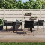 vidaXL Gartenst&uuml;hle mit Kissen 4 Stk. Schwarz 54x61x83 cm Poly Rattan