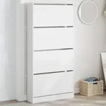 vidaXL Schuhschrank mit 4 Klappen Wei&szlig; 80x21x163,5 cm
