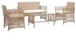 vidaXL 4-tlg. Garten-Lounge-Set mit Auflage Poly Rattan Beige