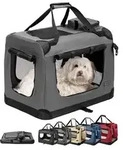 lionto Hundetransportbox faltbar, stabile Stoffbox mit Mesh-Eins&auml;tzen, ideal...