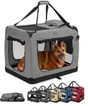 lionto Hundetransportbox faltbar, stabile Stoffbox mit Mesh-Eins&auml;tzen, ideal...