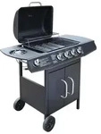 vidaXL Gasgrill 4+1 Brenner Schwarz