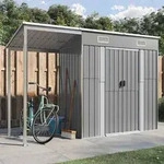 vidaXL Gartenhaus mit Schleppdach Hellgrau 277x107x181 cm Stahl